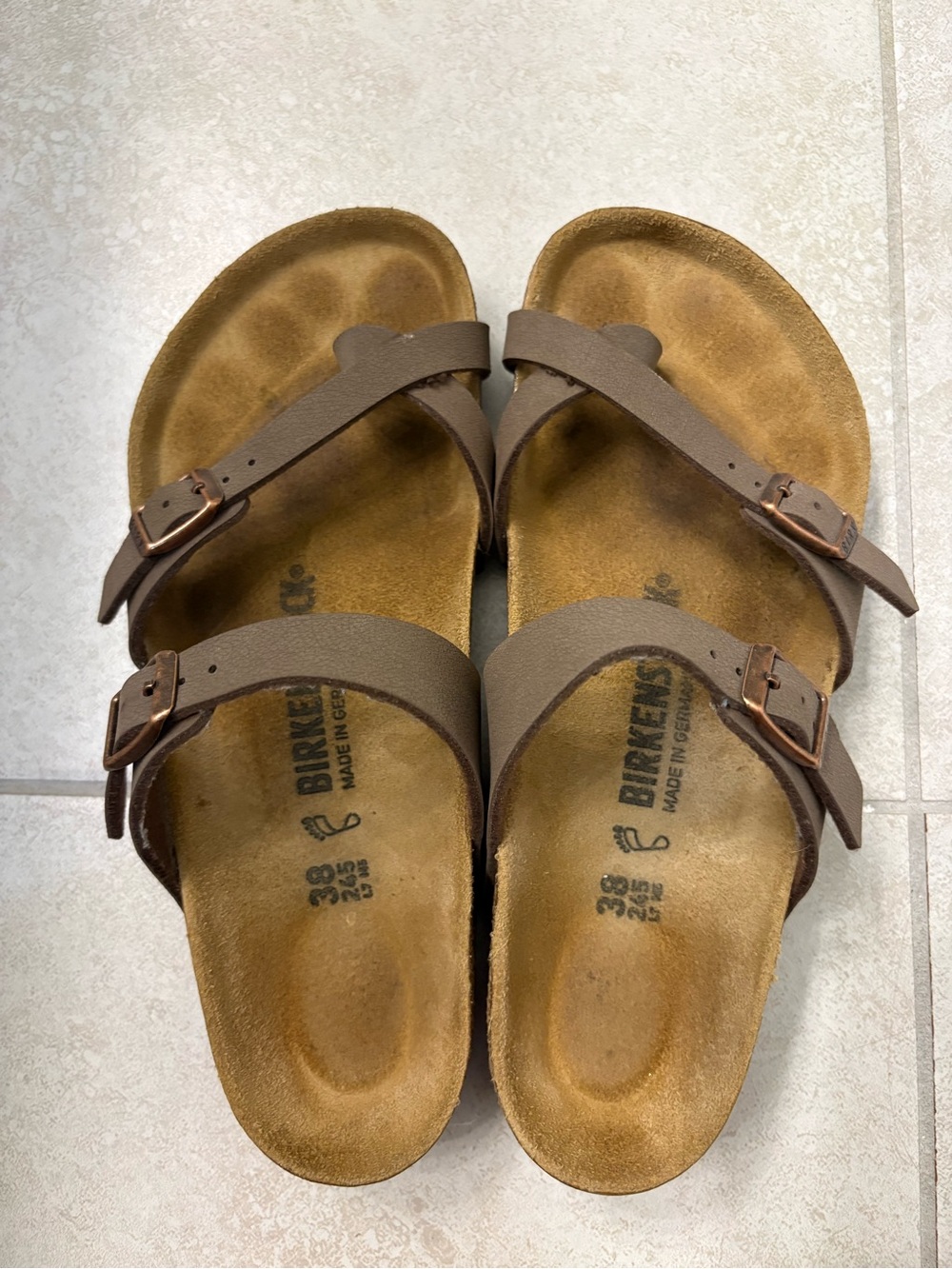 Birkenstock Brown Two-Strap Thong Sandals